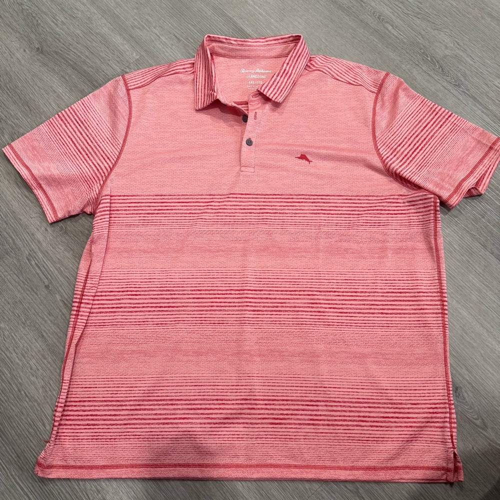 Stylish Coral Striped Polo Shirt